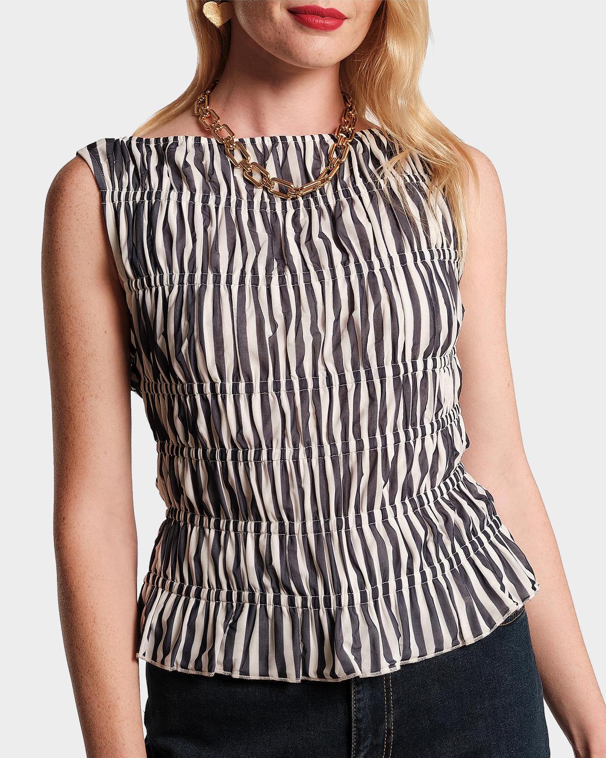 Frances Valentine Jane Striped Smocked Top