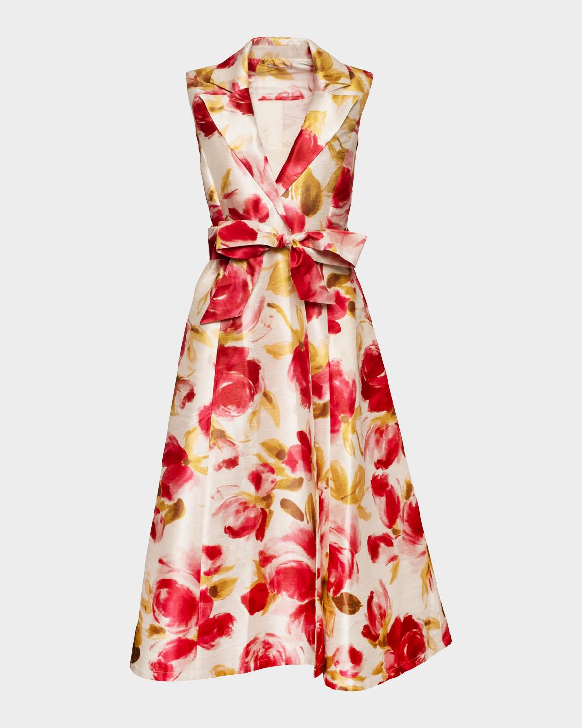 Frances Valentine Lucia Sleeveless Floral-Print Midi Dress
