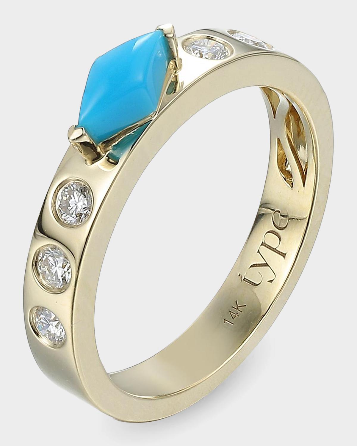 Leggo Birthstones 14K Yellow Gold, Turquoise & 0.23 TCW Diamond Ring