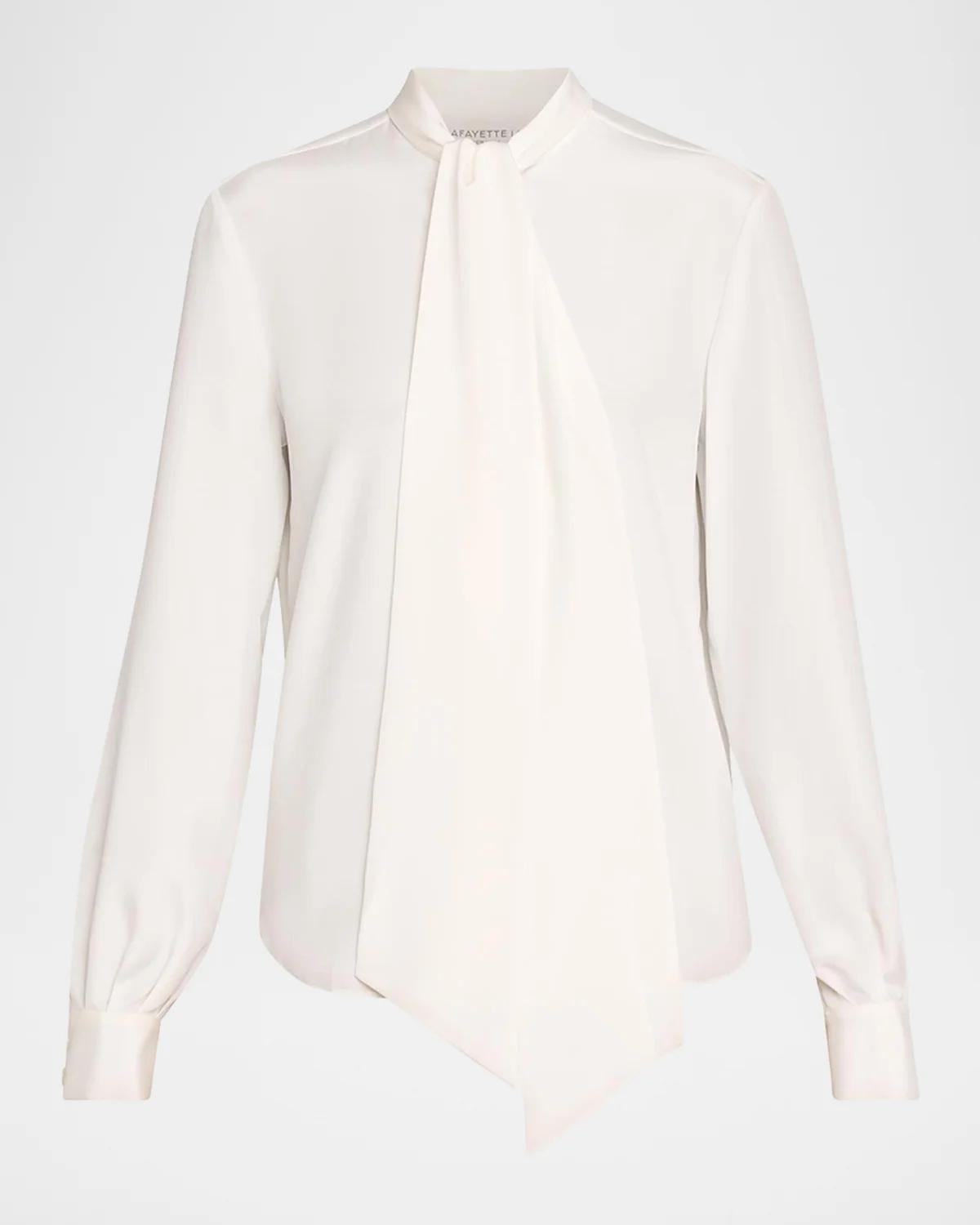 Tie-Neck Silk Georgette Blouse