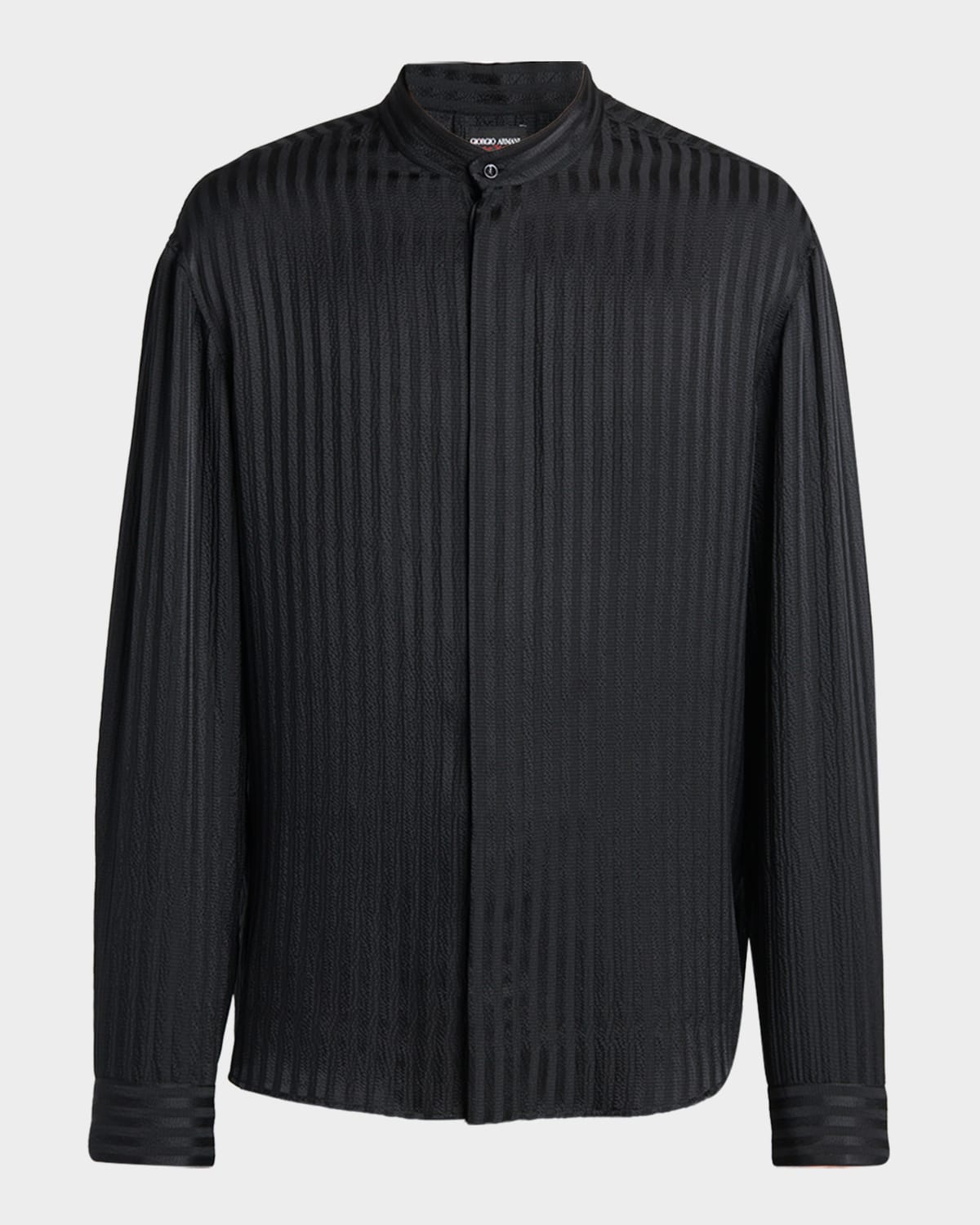 Giorgio Armani Men & Apos;s Pinstripe Silk Blend Shirt In Nero