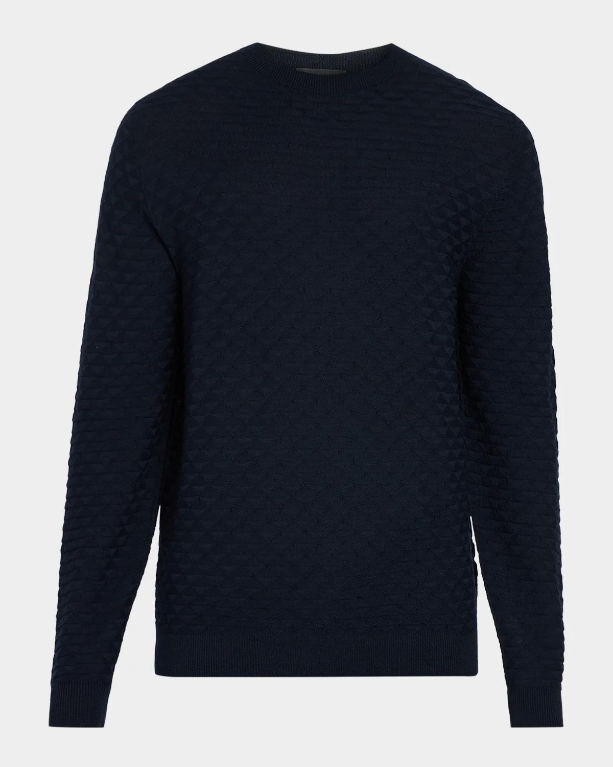 Giorgio Armani Geometric Textured Virgin Wool Crewneck Sweater