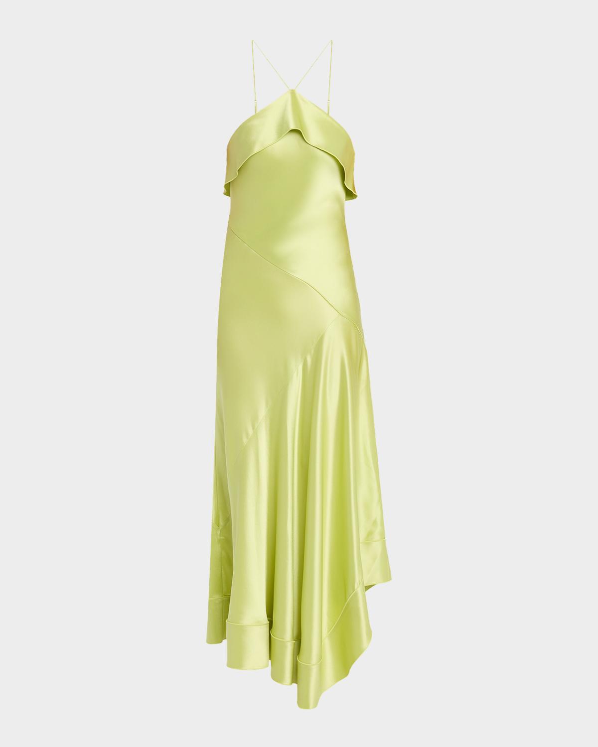 Acler Marara Asymmetric-Hem Satin Maxi Dress