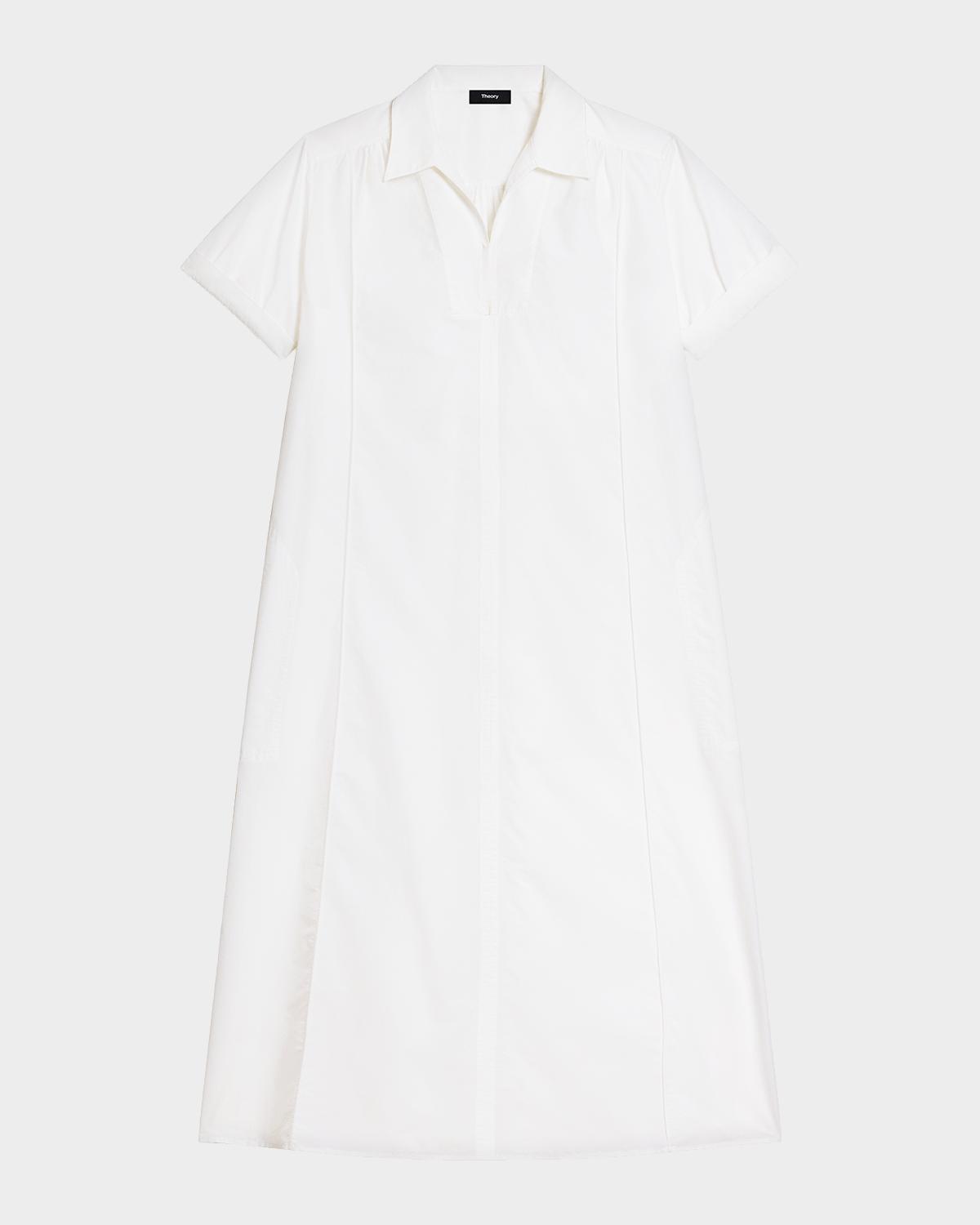 Theory Short-Sleeve Poplin Popover Maxi Dress