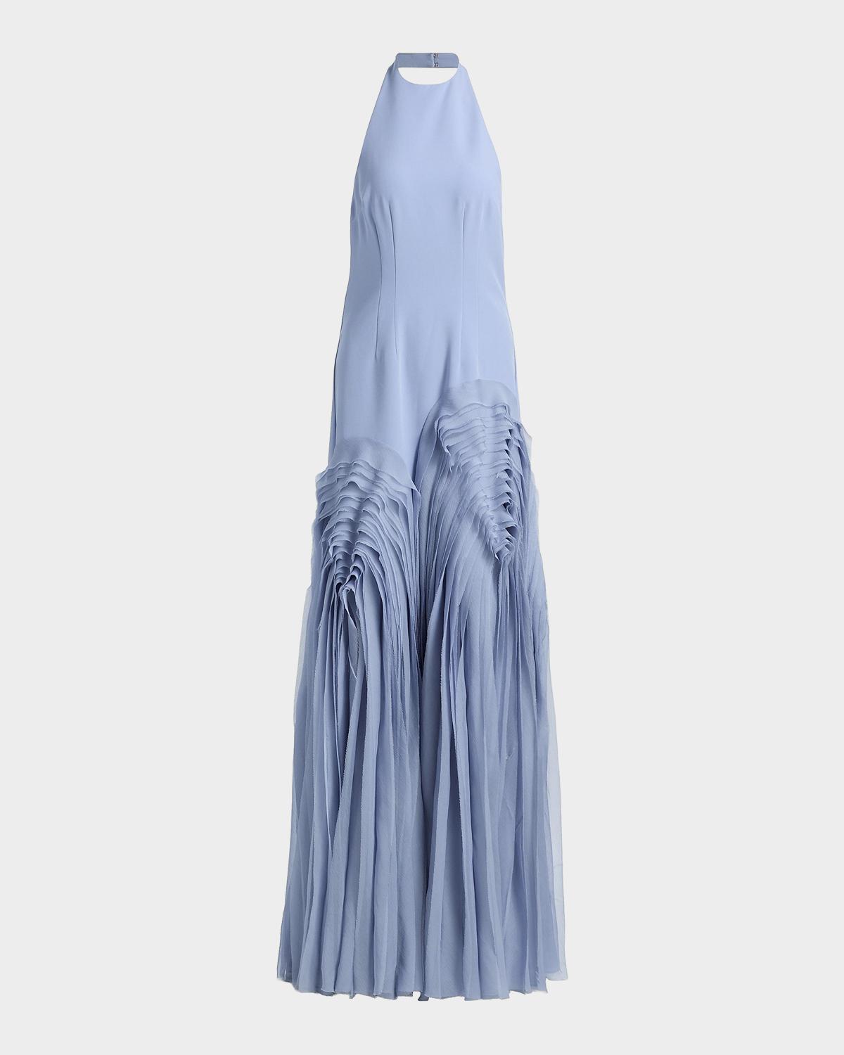 AMUR Elani Pleated Halterneck Gown