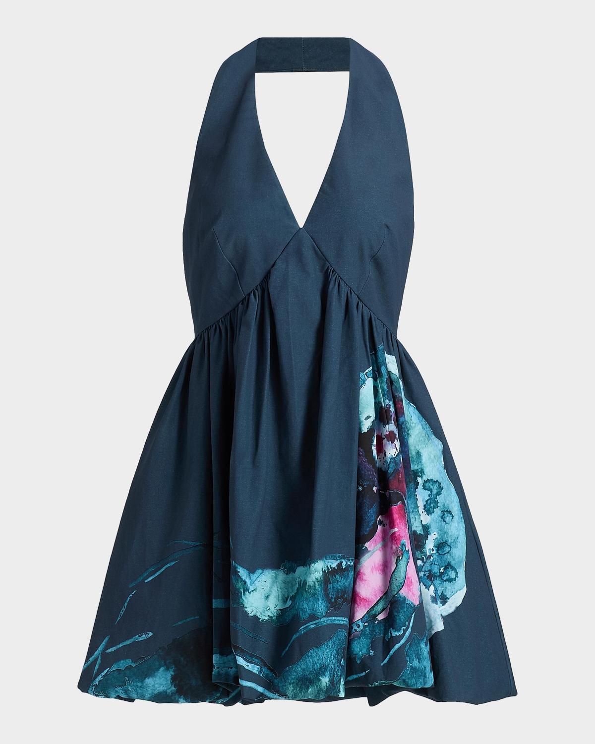 AMUR Renesmee Printed Halterneck Mini Dress