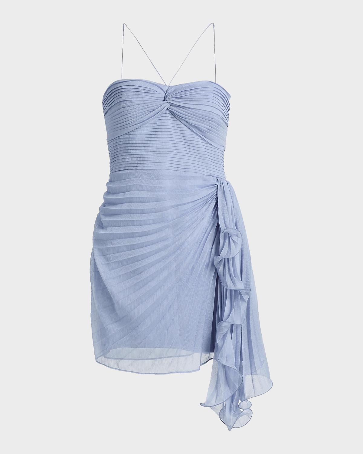 AMUR Bentley Pleated Draped Mini Dress