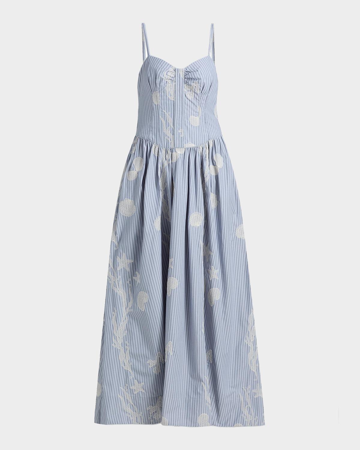 AMUR Bronte Embroidered Cotton-Blend Maxi Dress