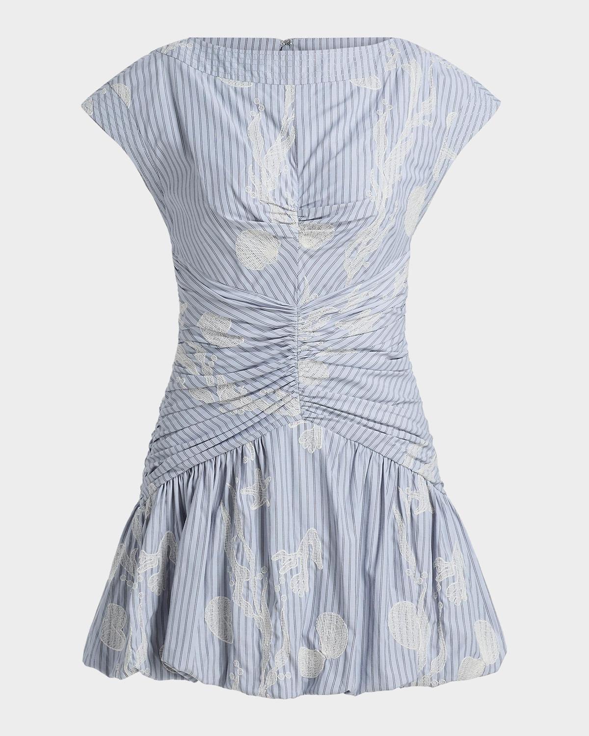 AMUR Rowyn Striped Ruched Bubble Mini Dress