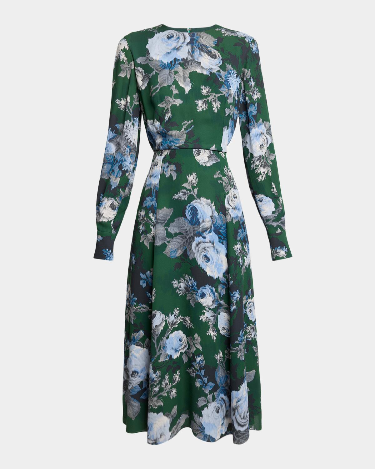 Erdem Floral Crepe A-Line Midi Dress