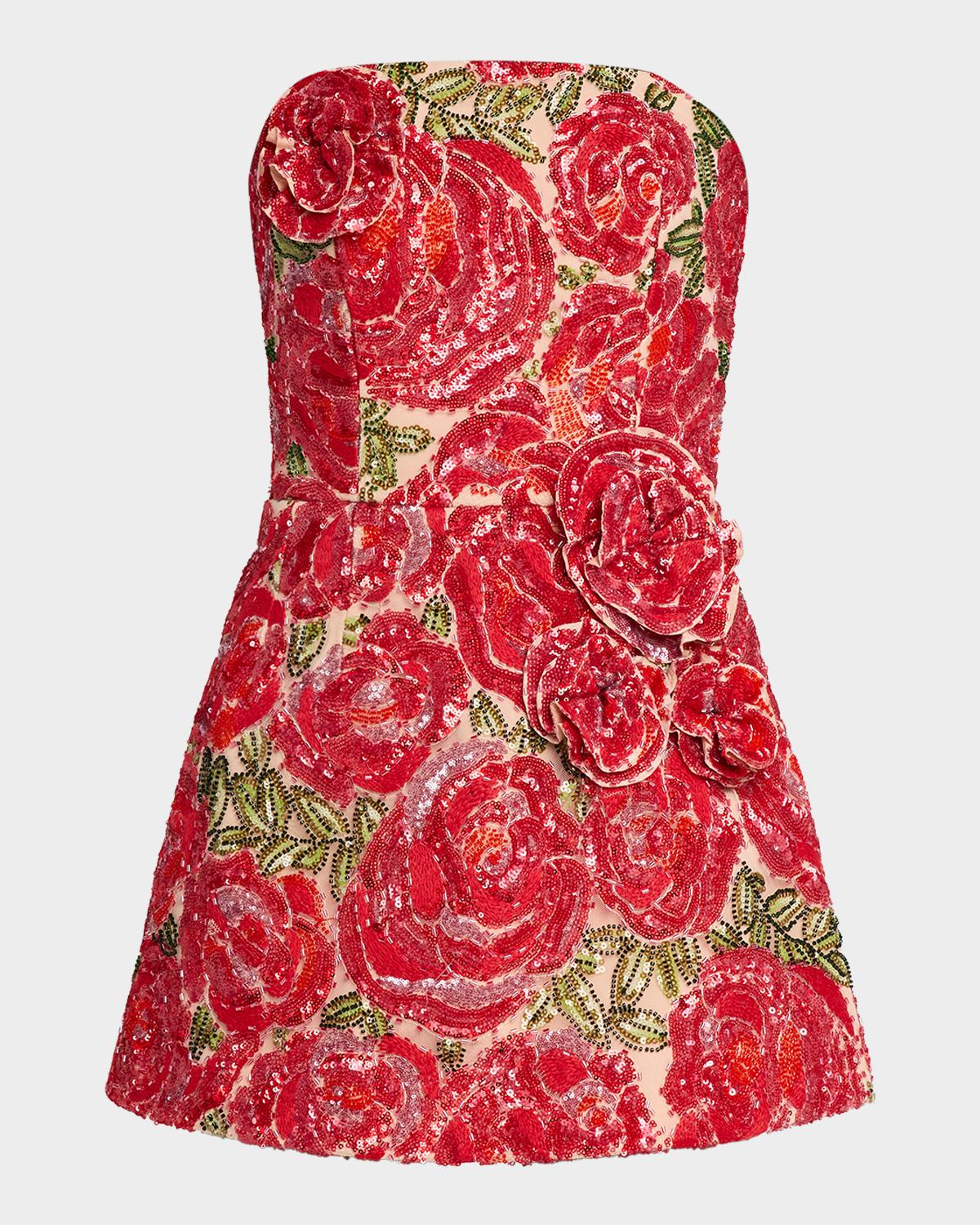 HELSI Caprice Strapless 3D Floral A-lIne Mini Dress