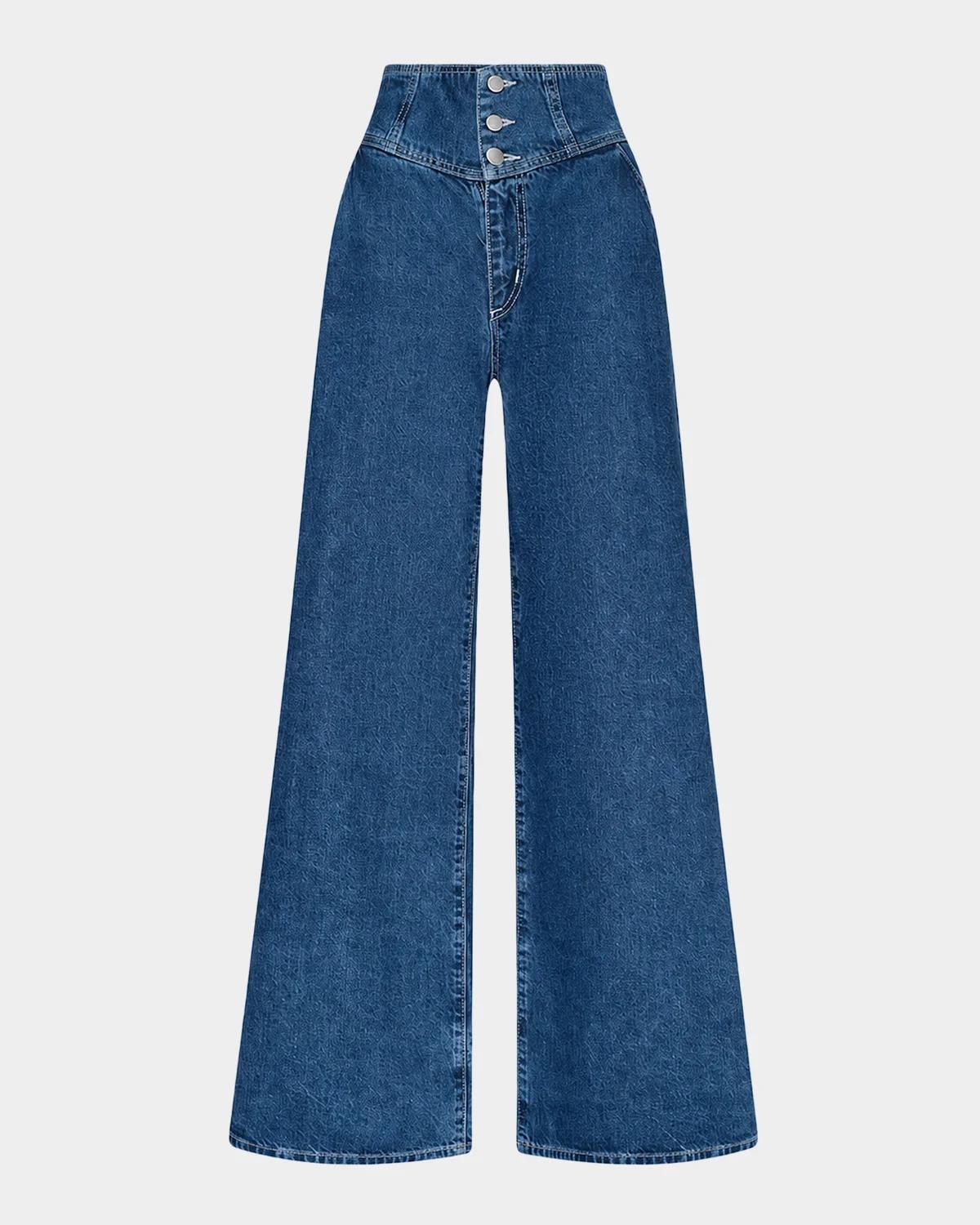 L 'AGENCE Sonja Corseted Wide-Leg Jeans