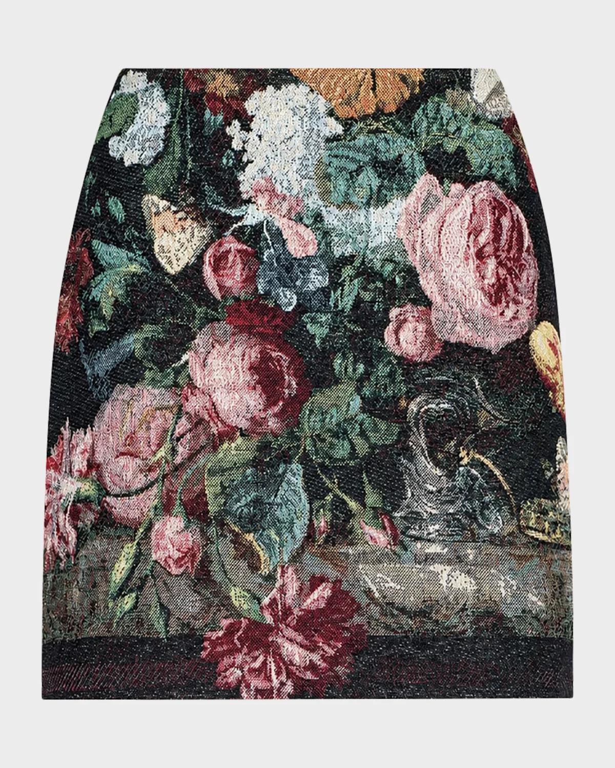 L 'AGENCE Marseille Floral Jacquard Mini Skirt