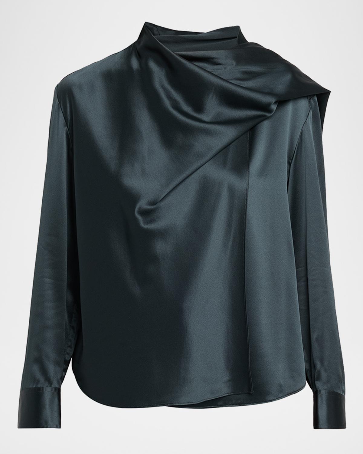 A.L.C. Nadine Draped Silk Scarf Top
