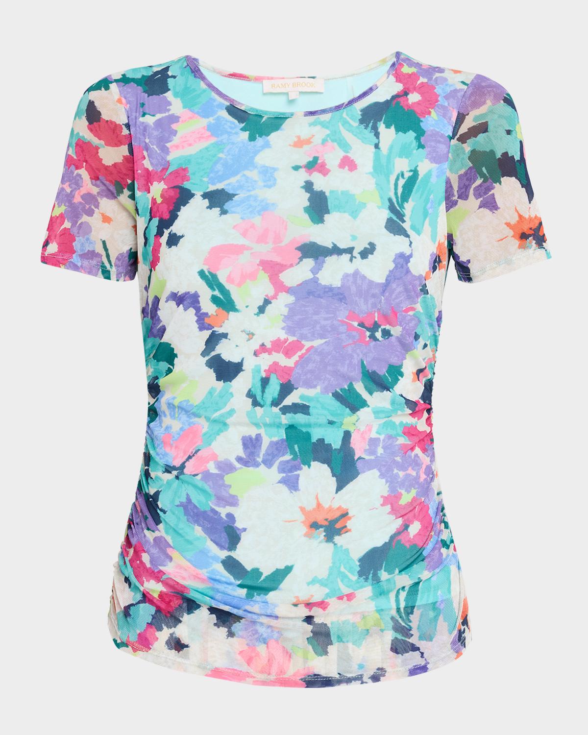 Ramy Brook Ellie Floral Ruched T-Shirt