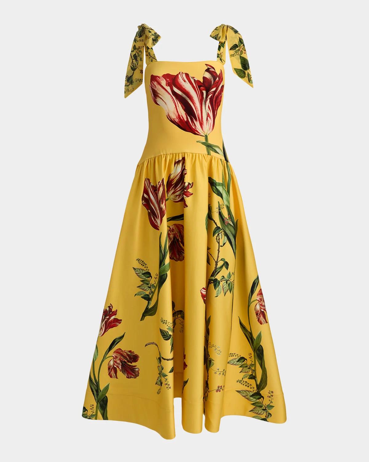 ALICE + OLIVIA Oriana Floral Cotton-Blend Maxi Dress