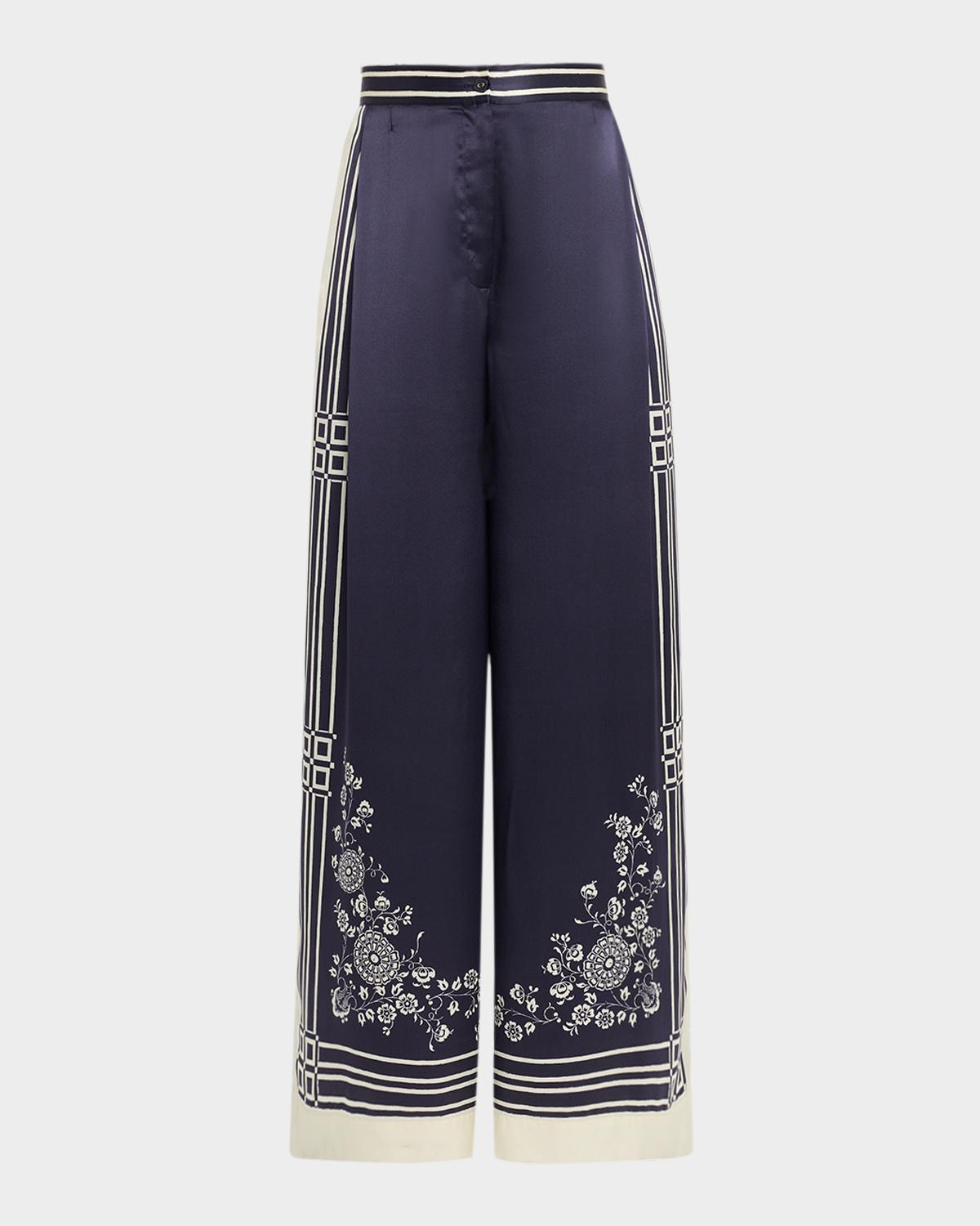 ALÉMAIS Banderra Silk Wide-Leg Pants