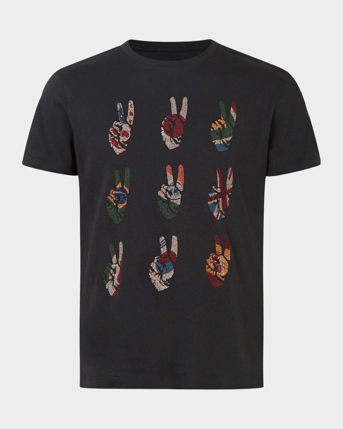 John Varvatos Men 's Embroidered Peace Hand Crewneck Tee