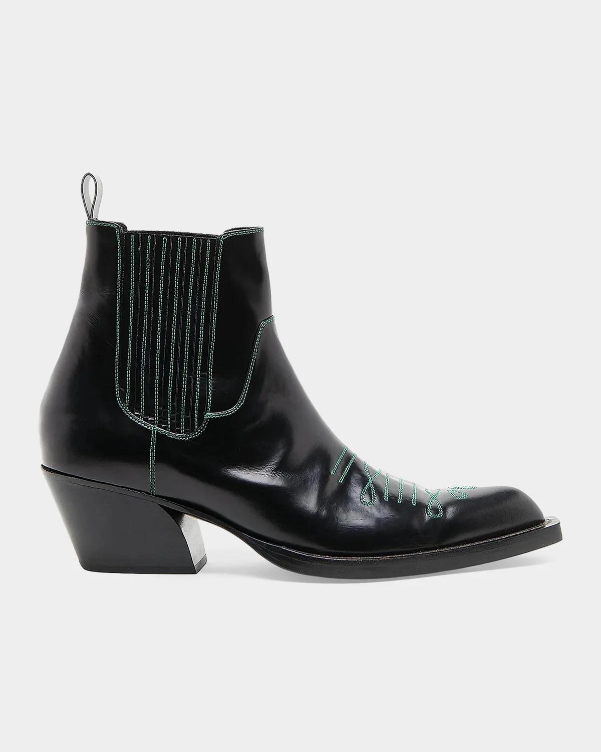 Marni Men's Polished Leather Western Chelsea Boots