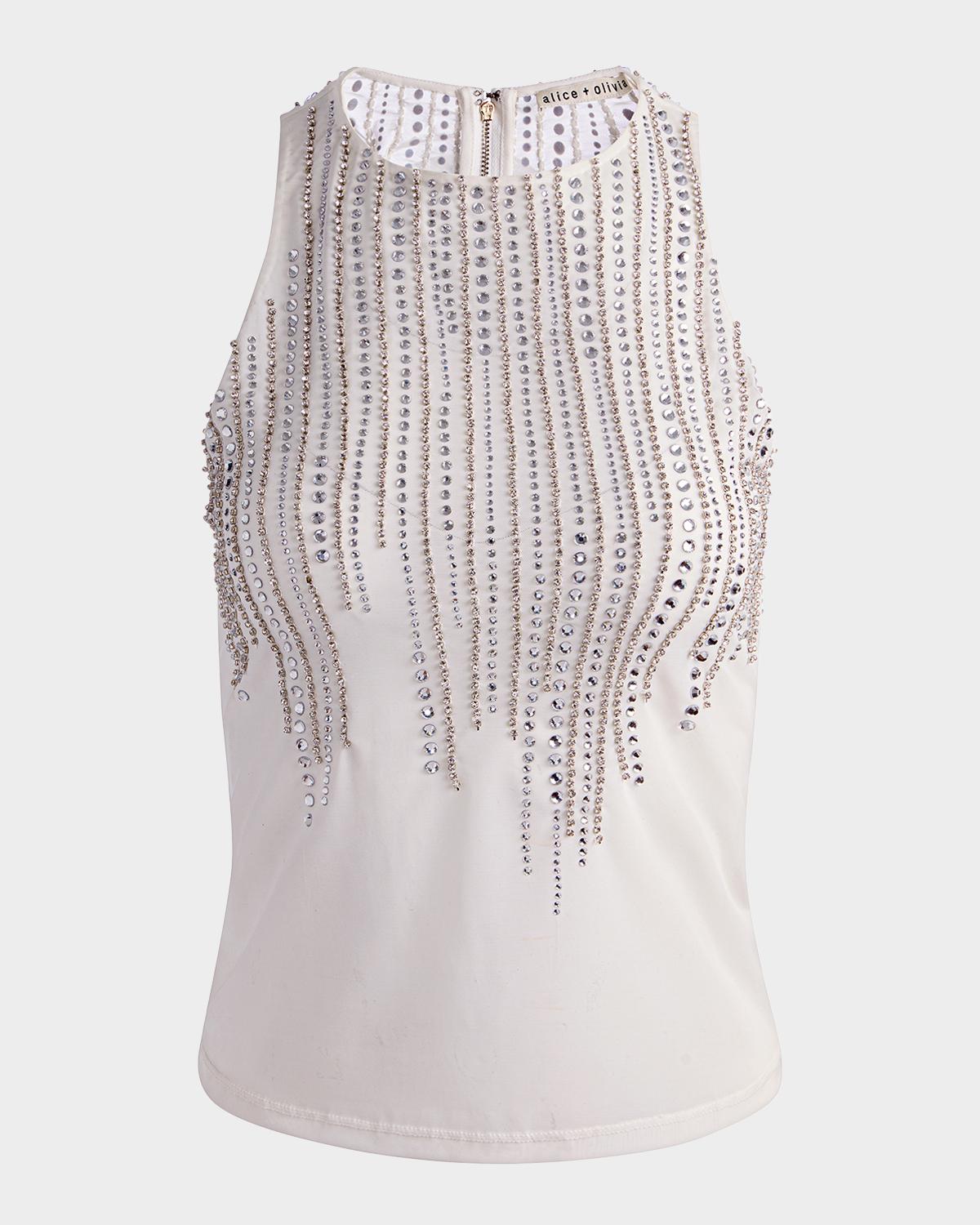 ALICE + OLIVIA Pania Embellished Sleeveless Top
