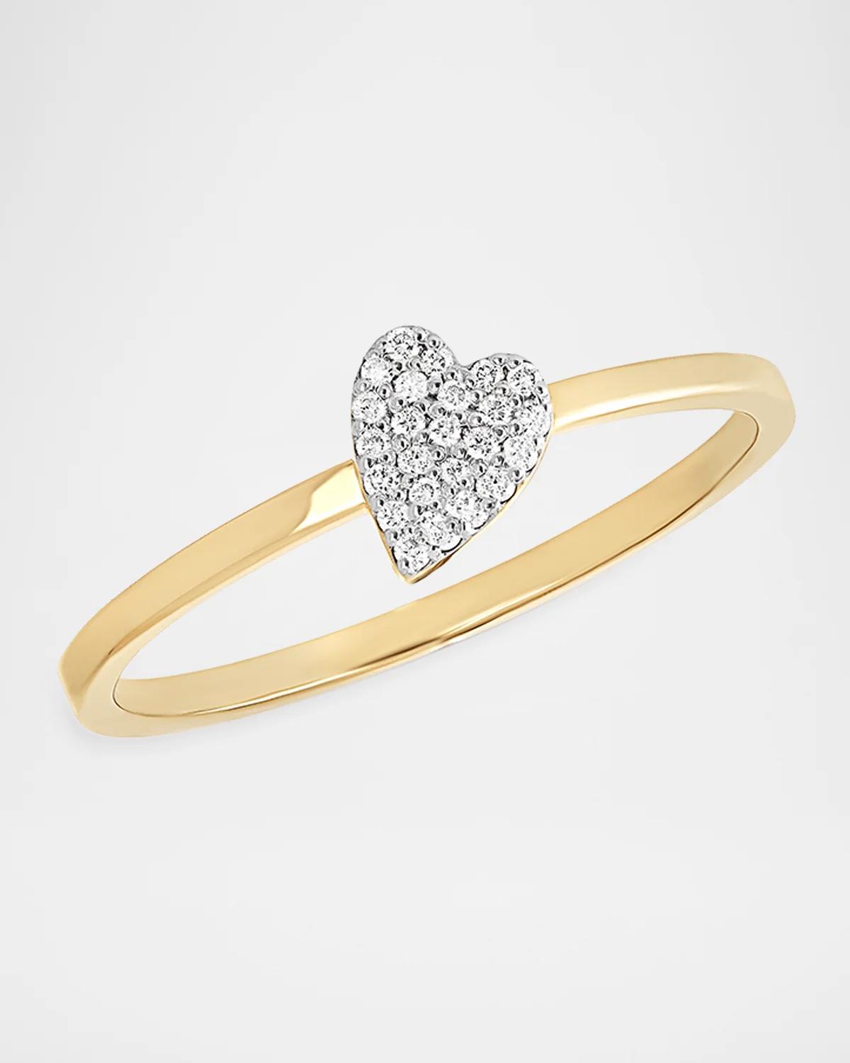 14K Diamond Wrapped Heart Ring, Size 7