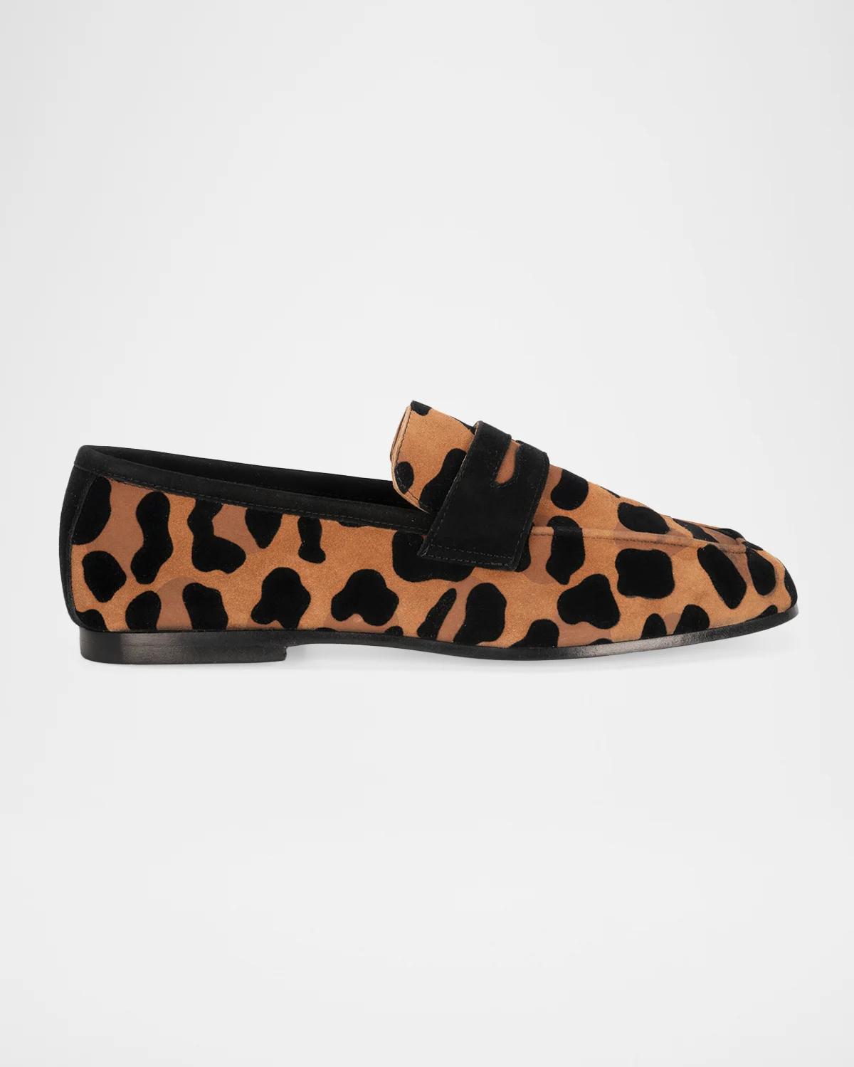 Sophique Essenziale Leopard Suede Penny Loafers