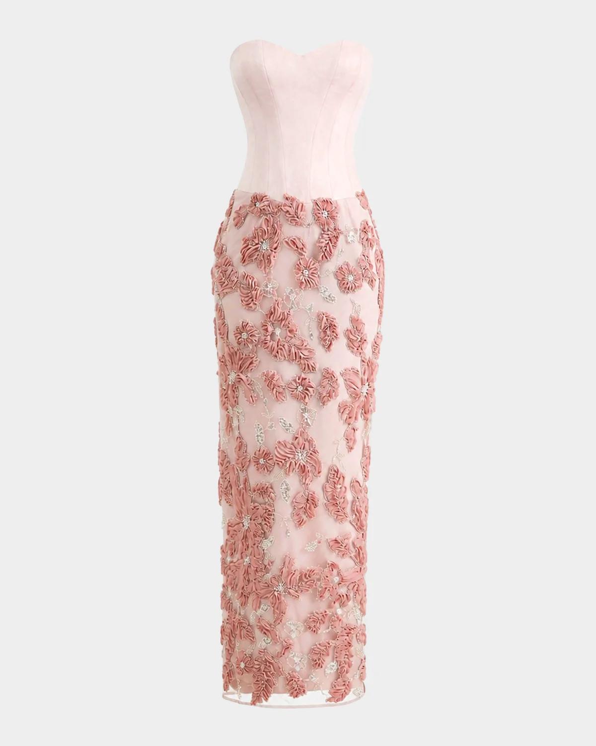 HELSI Julia Strapless Sweetheart Corset Floral Gown