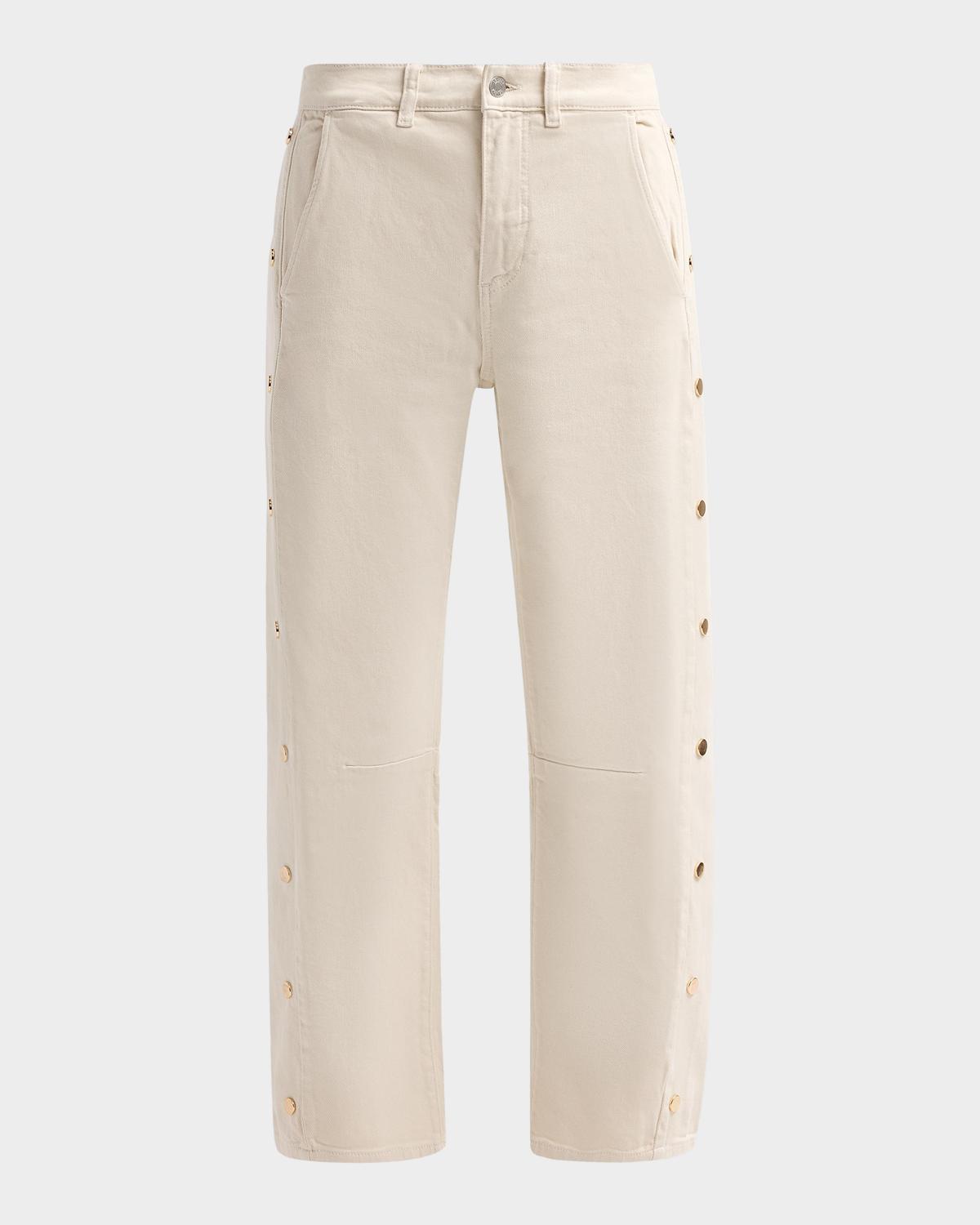 LE JEAN Frankie Studded Barrel-Leg Jeans