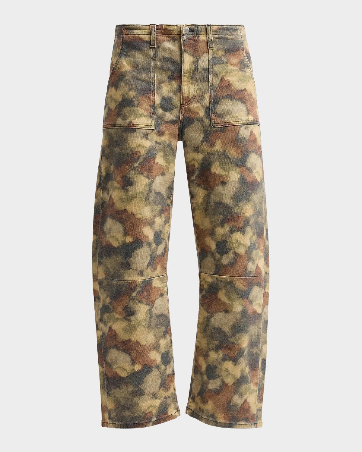 LE JEAN Camouflage Barrel-Leg Utility Jeans