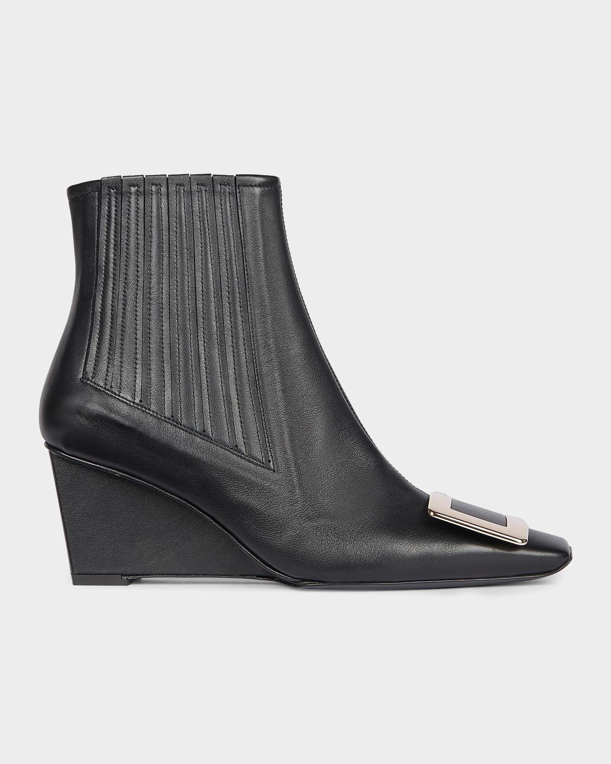 Roger Vivier Belle Vivier 60MM Leather Wedge-Heel Ankle Boots