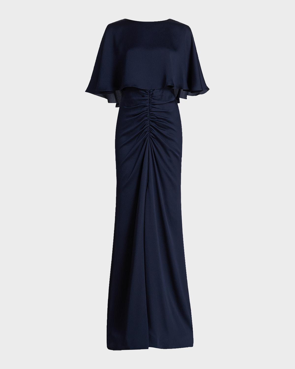 Amsale Capelet Ruched Gown