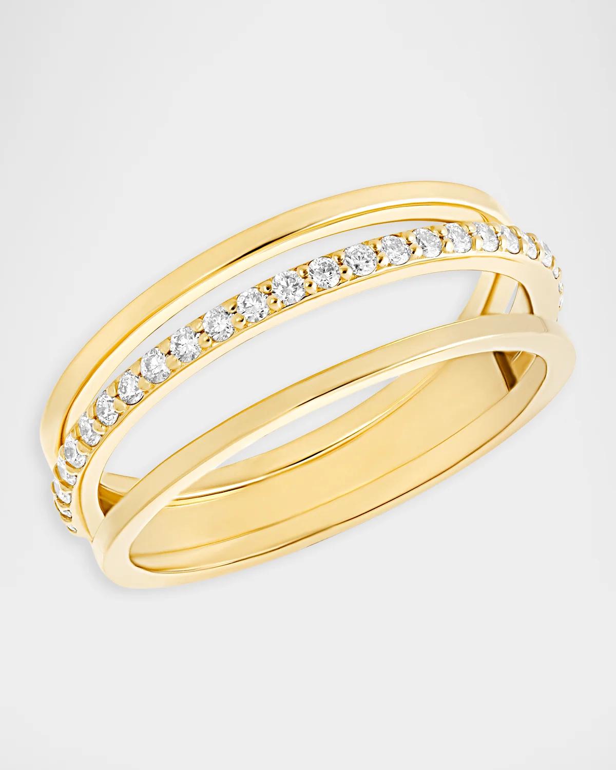 14K Yellow Gold &amp; 0.27 TCW Diamond Triple-Band Ring