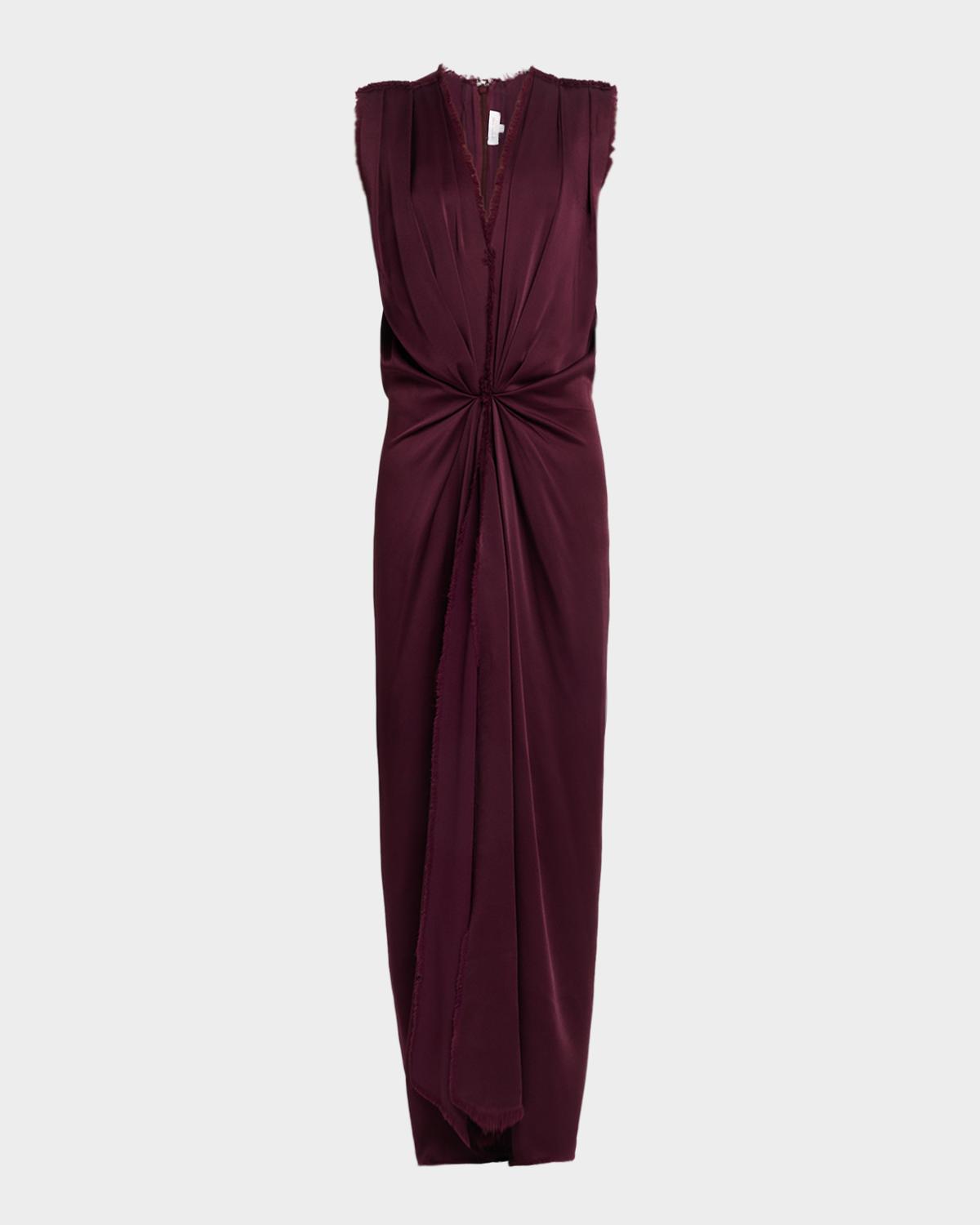 Michael Kors Collection Plunging Draped Satin Column Maxi Dress