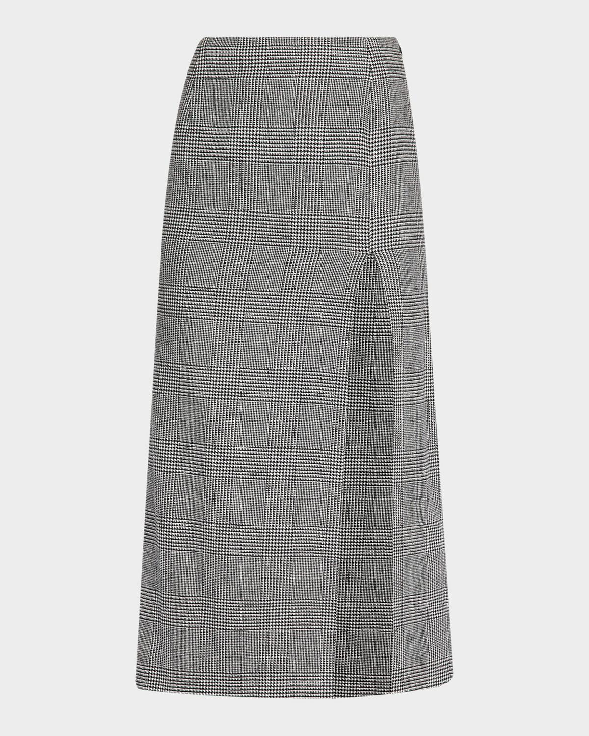 Michael Kors Collection Glen Plaid Wool-Cashmere Slit Midi Skirt