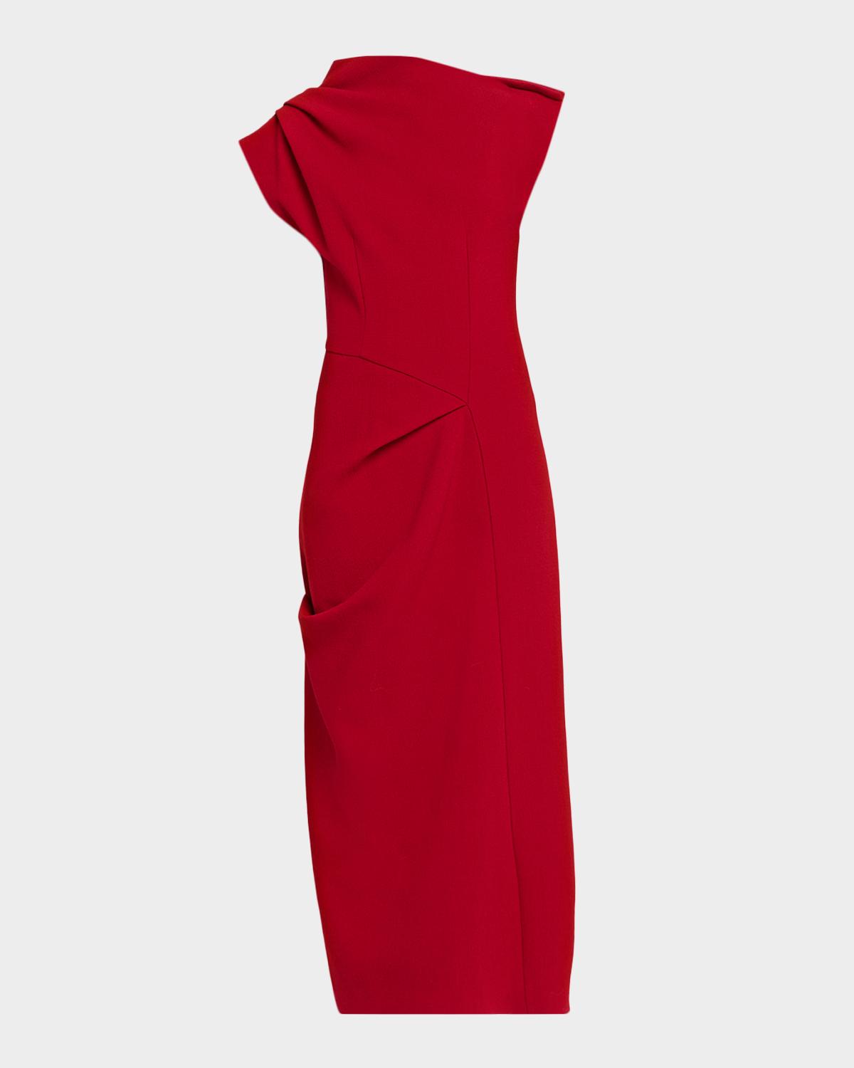 Michael Kors Collection Draped Wool Cap-Sleeve Midi Dress