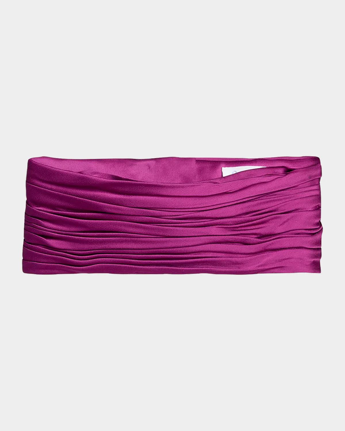 Valentino Garavani Ruched Satin Cummerbund Waistband In Bright Violet