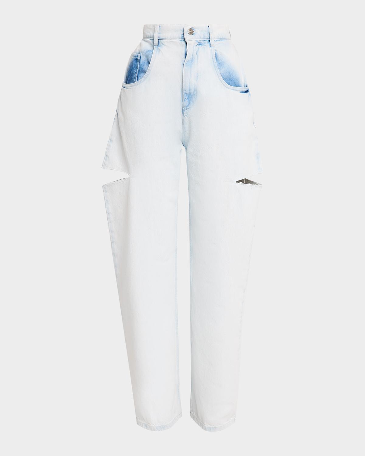 MM6 Maison Margiela Cutout Bleached Barrel-Leg Jeans