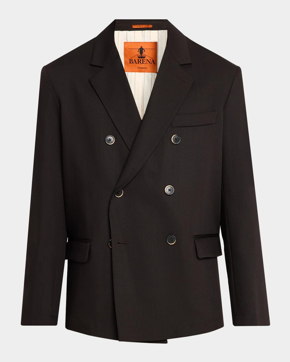Barena Venezia Double-breasted Virgin Wool-gabardine Blazer In Multi