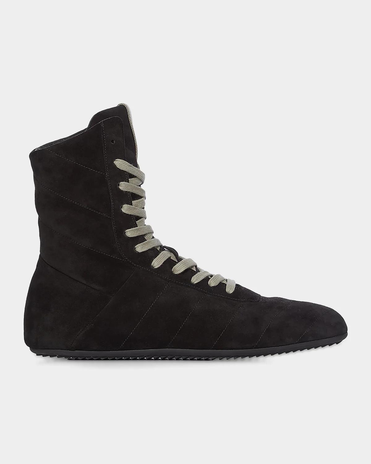 DRKSHDW RICK OWENS Quilted Minimal Suede High-Top Sneakers