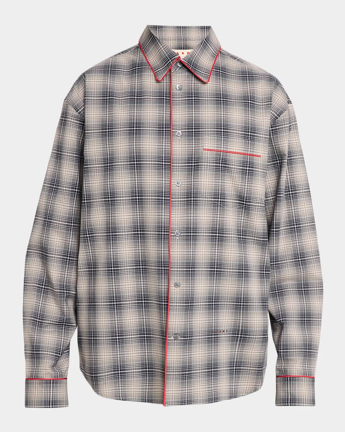 Men & apos;s Piped Cotton Plaid Button-Front Shirt