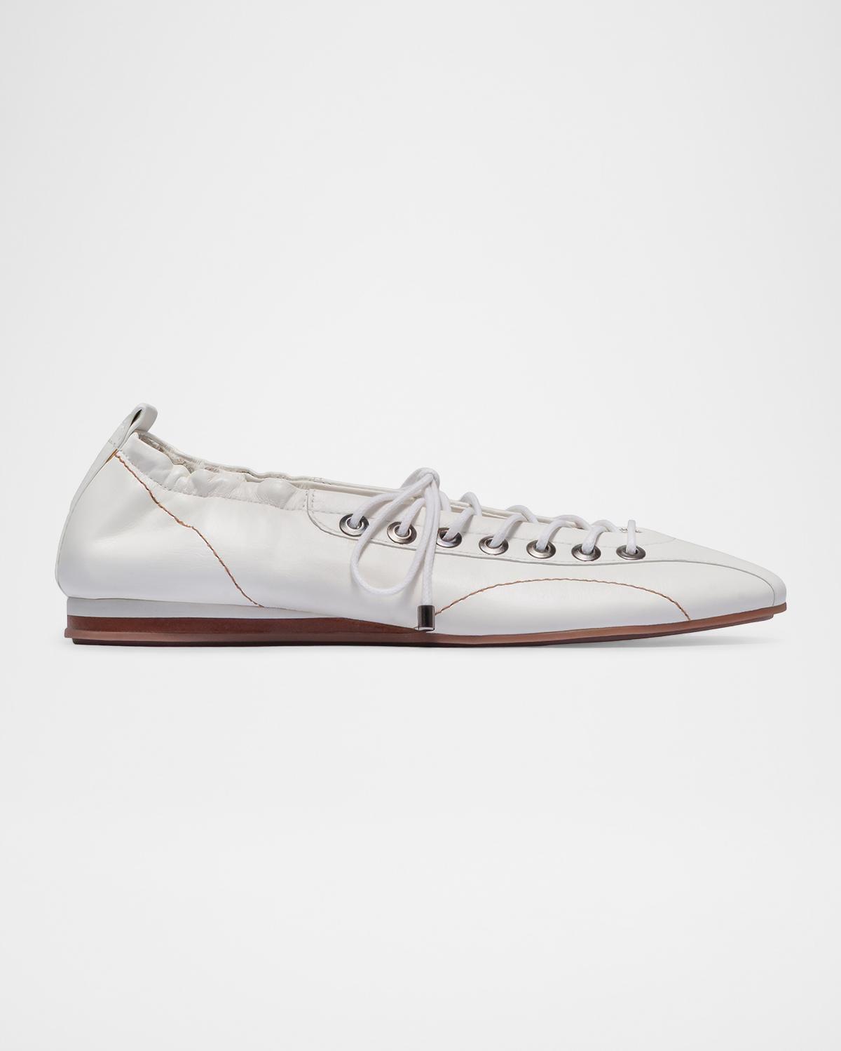 Bernardo Billie Leather Sneakerina Flats In White