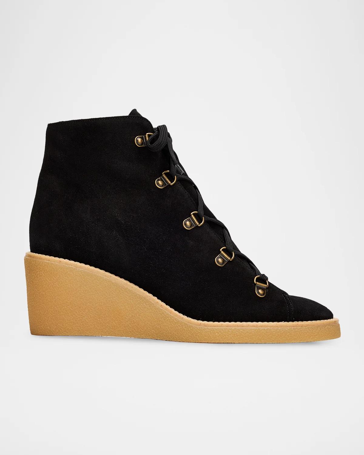 Odissi 75mm Yara Suede Lace-up Booties In Black