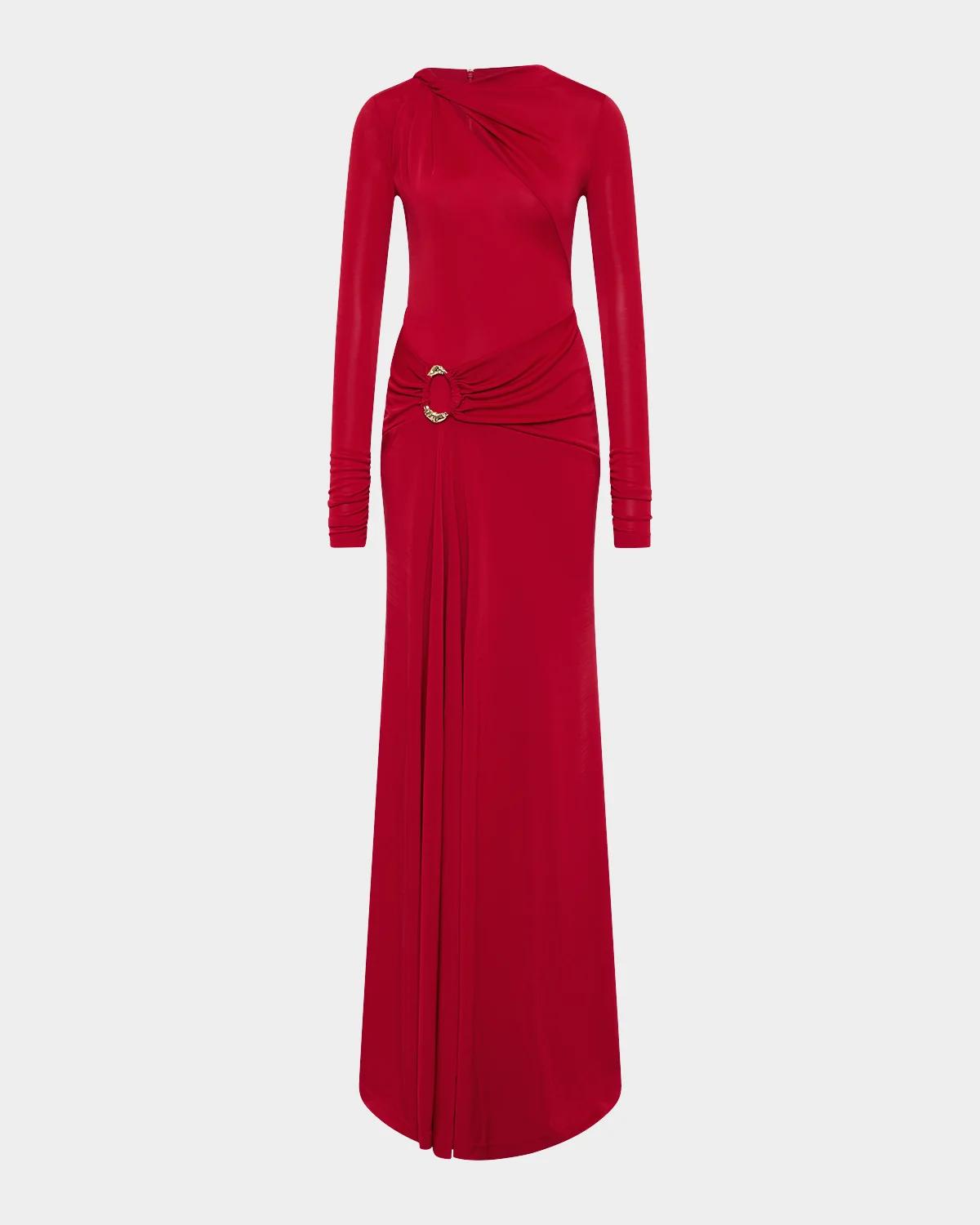Rebecca Vallance Draped Jersey Maxi Dress In Red