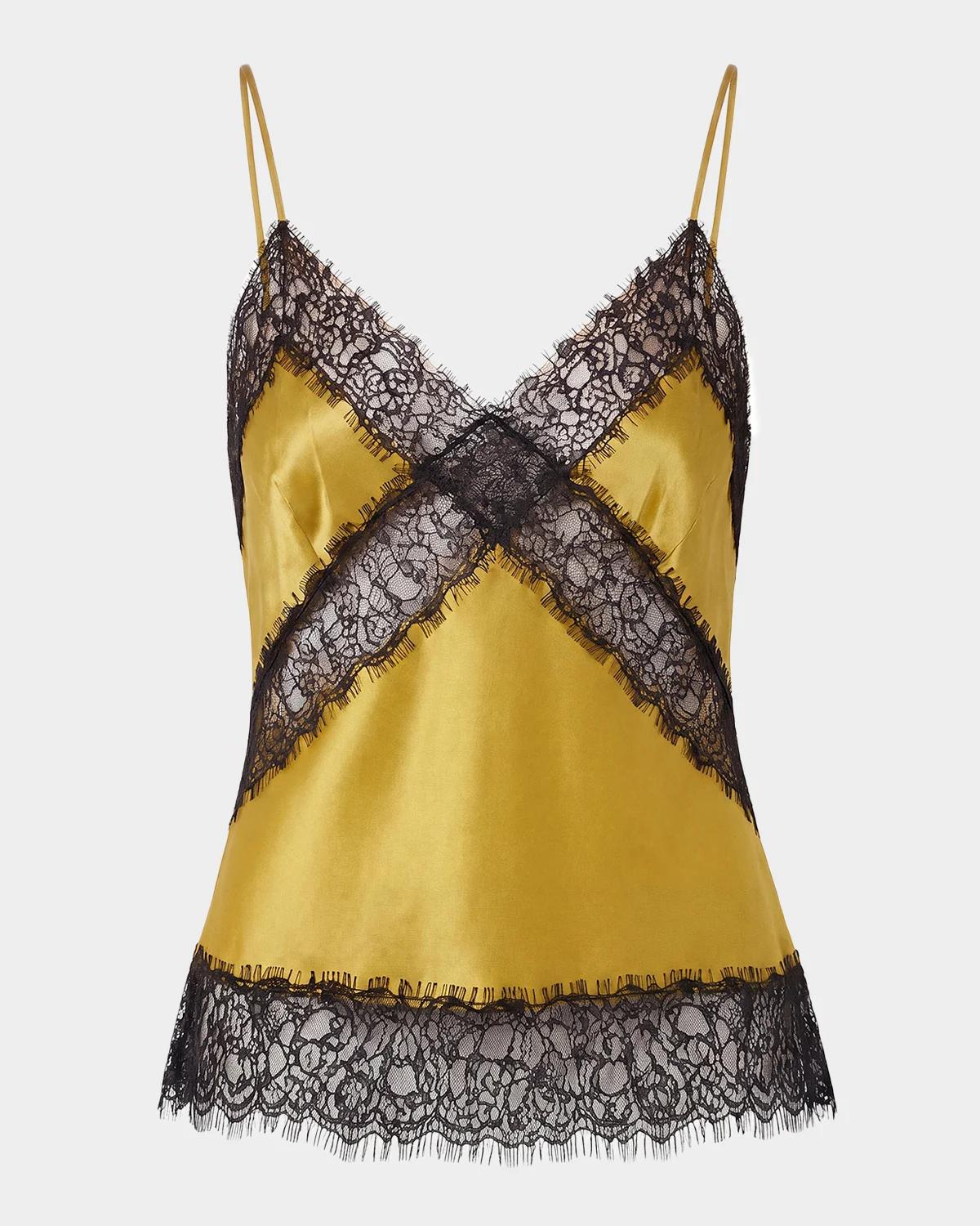 Lou Lace-Trim Satin Cami
