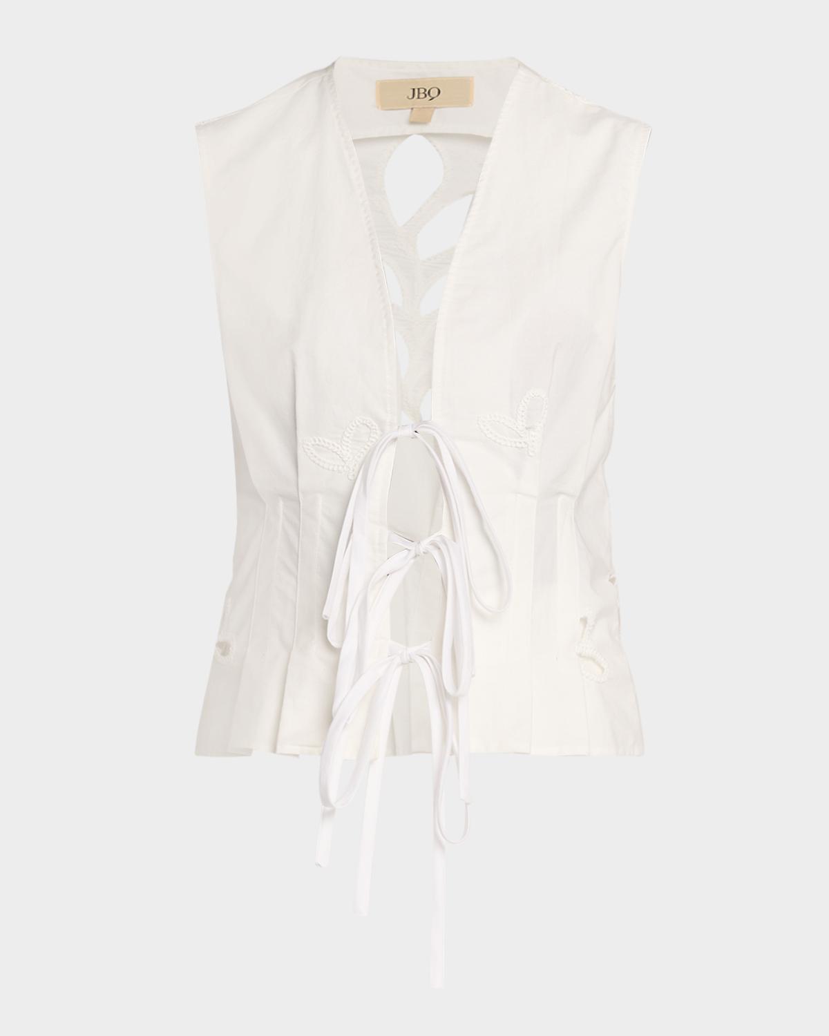 JBQ Malva Embroidered Tie-Front Vest