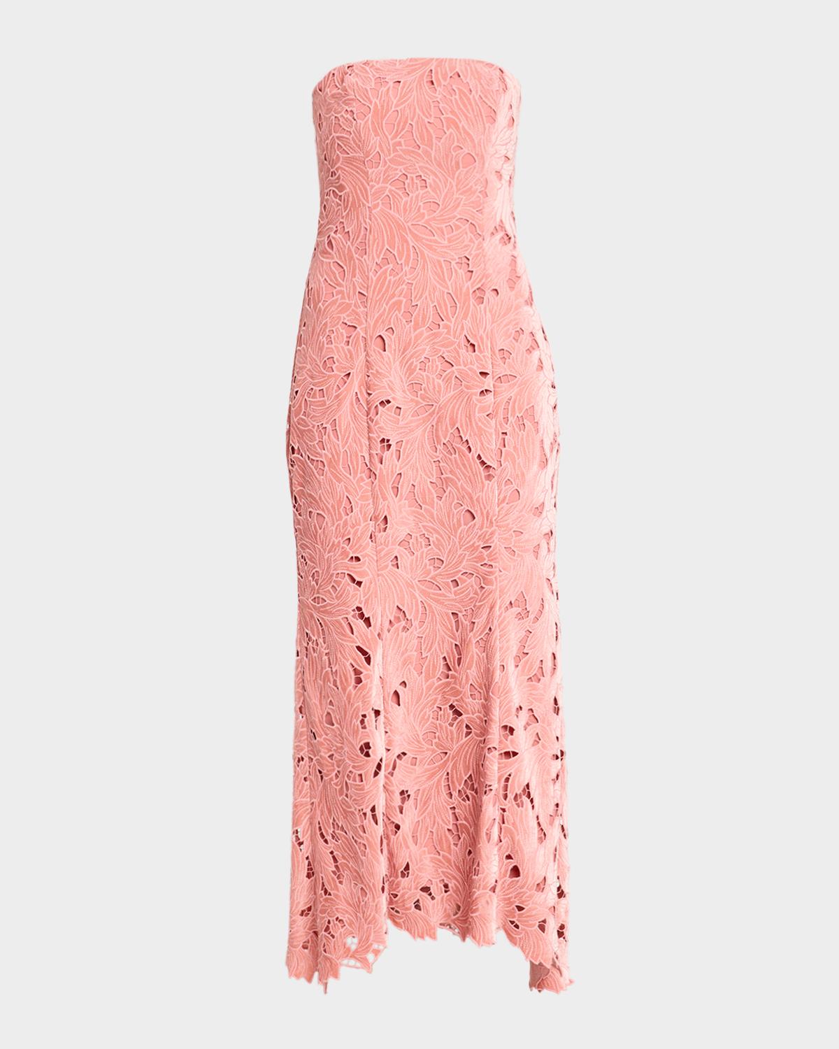 As It May Aurelie Strapless Velvet Lace Midi Dress