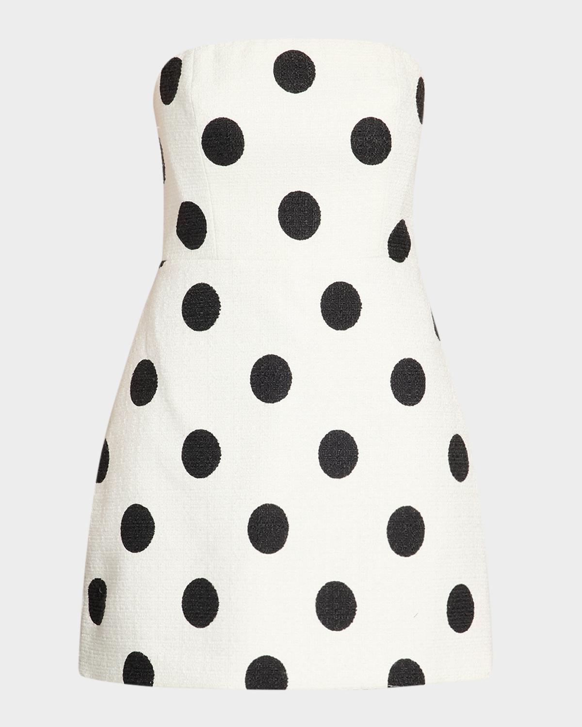As It May Yvette Strapless Polka Dot Tweed Mini Dress