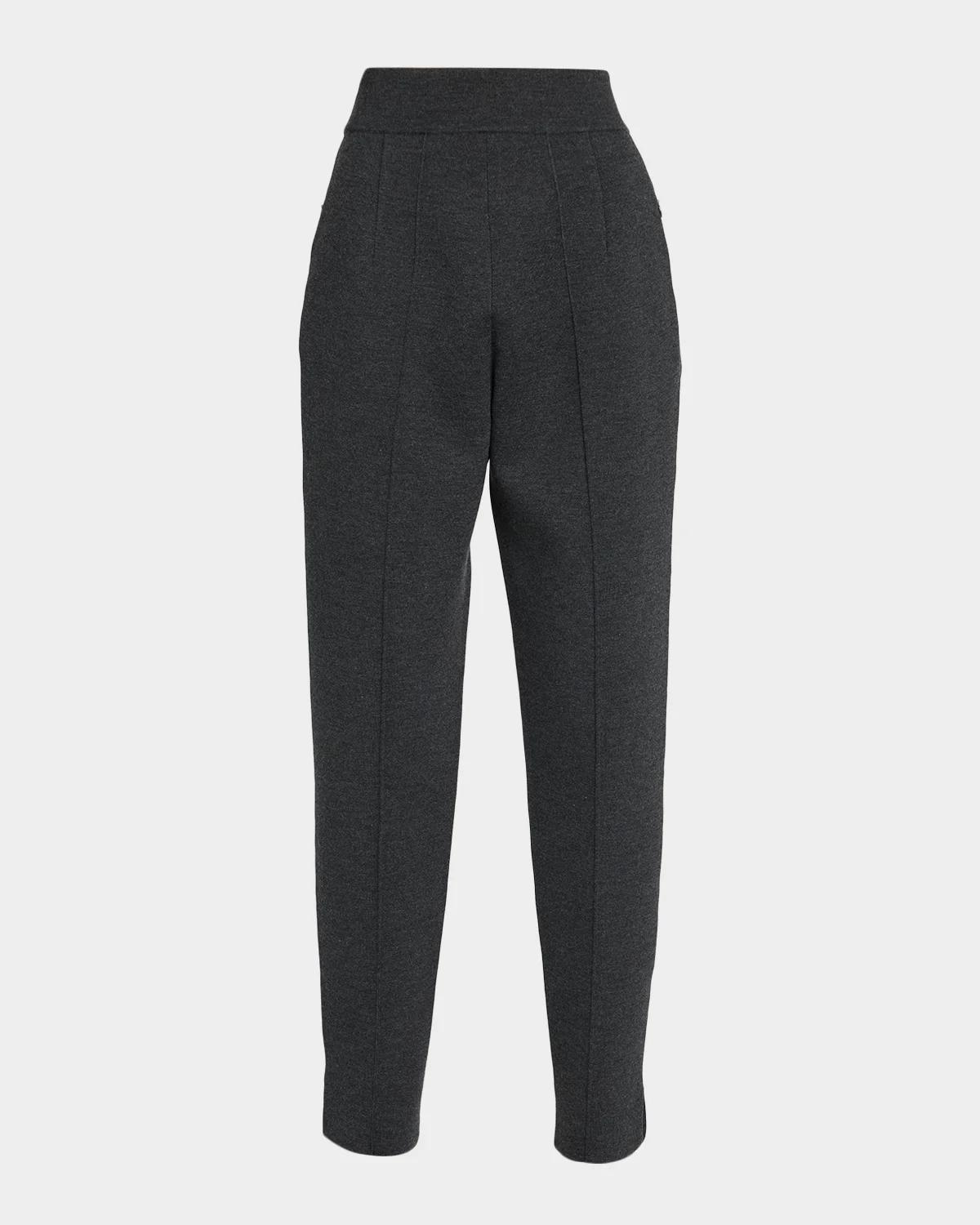 High-Rise Wool Knit Tapered-Leg Pants