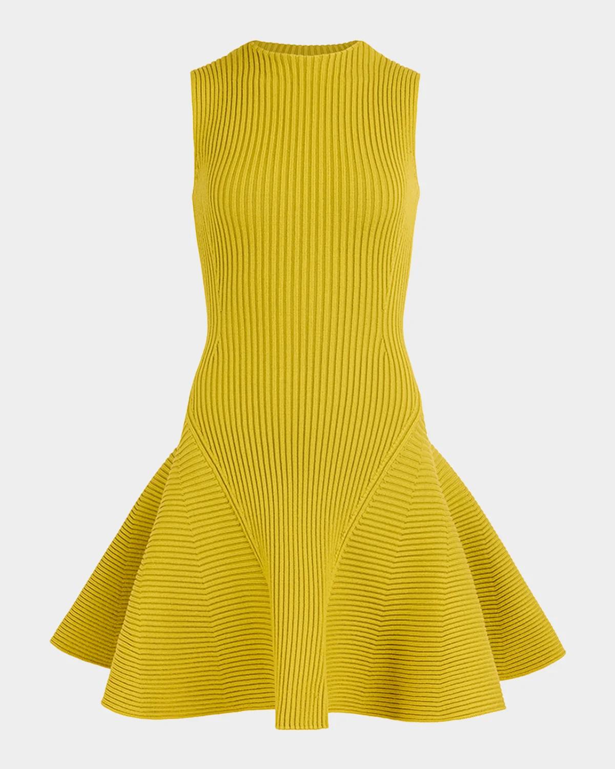 ALAÏA Sleeveless English Rib Mini Skater Dress