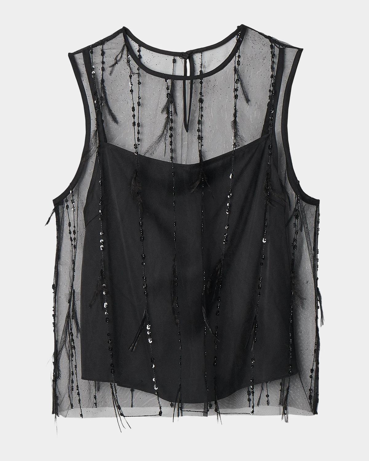 rag & bone Geena Sheer Embellished Tank